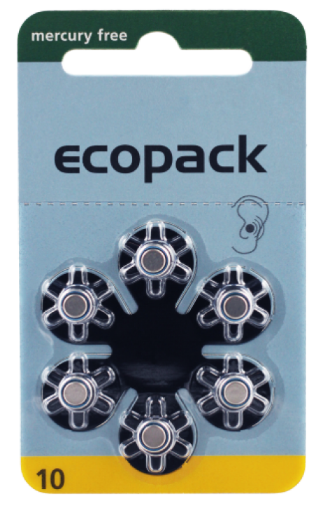 Hörgerätebatterien - Ecopack Mercury-Free Typ 10 (6 Stück)